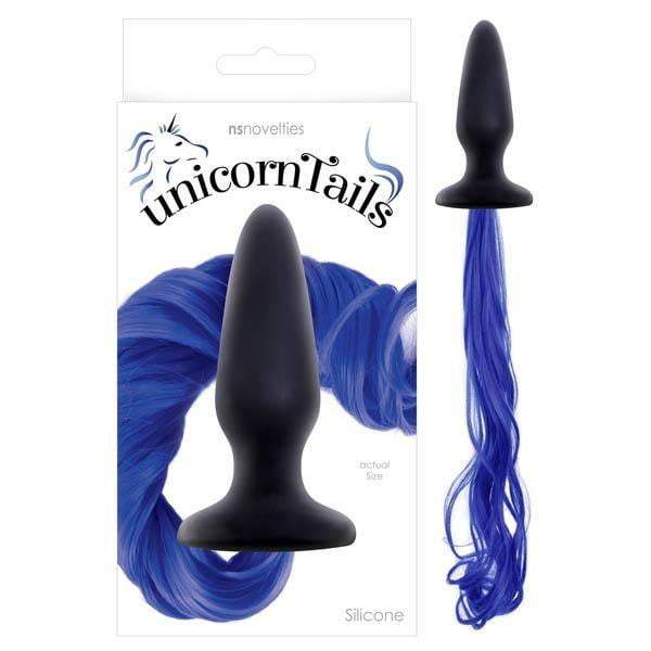 Unicorn Tails - Black 9.9 cm (3.9'') Butt Plug with Blue Pony Tail