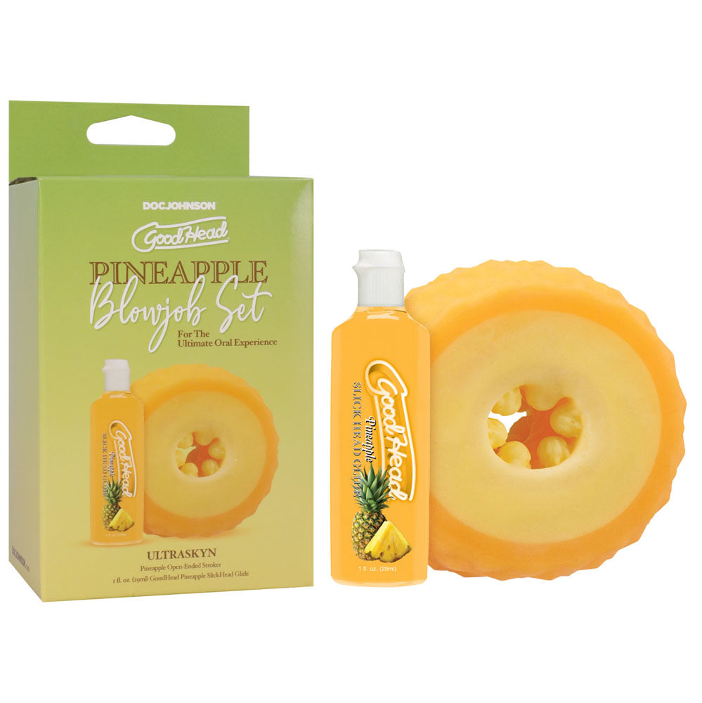 GoodHead Pineapple Blowjob Set - Pineapple Stroker & Lubricant 30ml