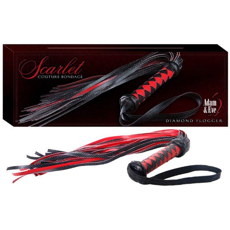 Adam & Eve Scarlet Couture Diamond Flogger - Red/Black