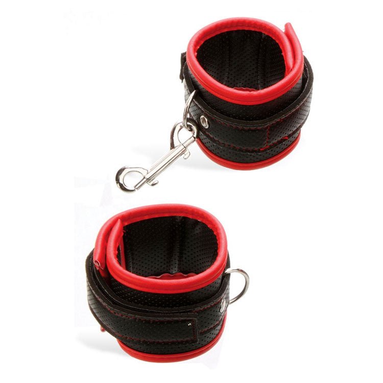 Adam & Eve Scarlet Couture Bondage Cuffs - Black/Red