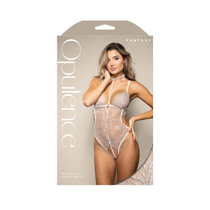 Opulence Iridescent Pearl Teddy - White - S/M