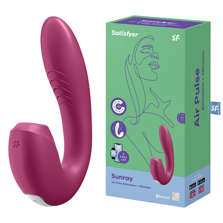Satisfyer Sunray Vibrator with Air Pulsation & App Control - Berry