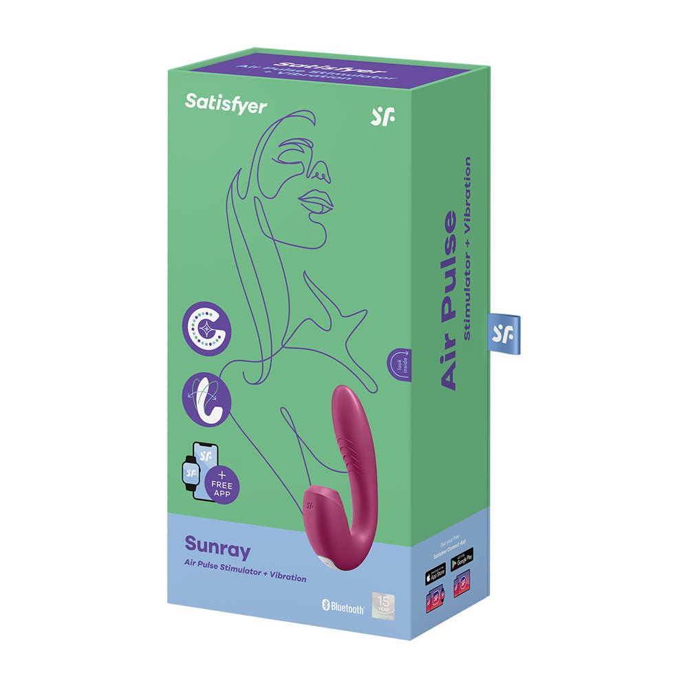 Satisfyer Sunray Vibrator with Air Pulsation & App Control - Berry