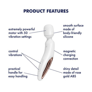 Satisfyer Wand-erland Massage Wand - White/Rose Gold