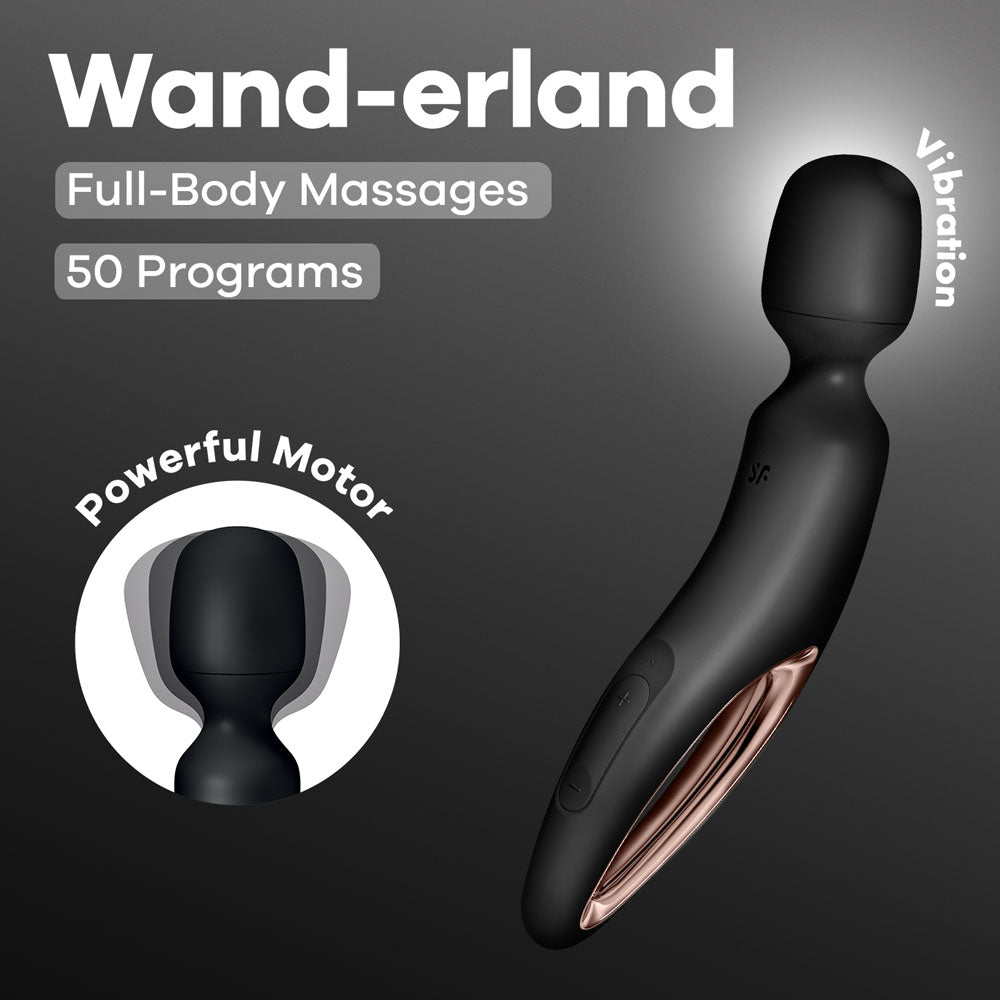 Satisfyer Wand-erland Massage Wand - Black/Rose Gold