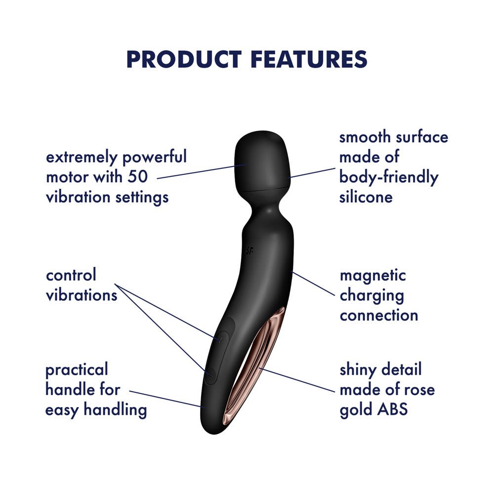 Satisfyer Wand-erland Massage Wand - Black/Rose Gold