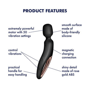Satisfyer Wand-erland Massage Wand - Black/Rose Gold