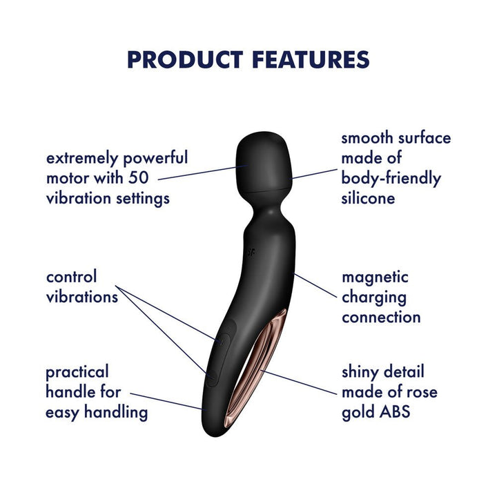 Satisfyer Wand-erland Massage Wand - Black/Rose Gold