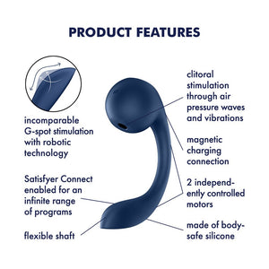 Satisfyer Pro+ Wave 4 - Vibrator with Air Pulse + App Control - Blue