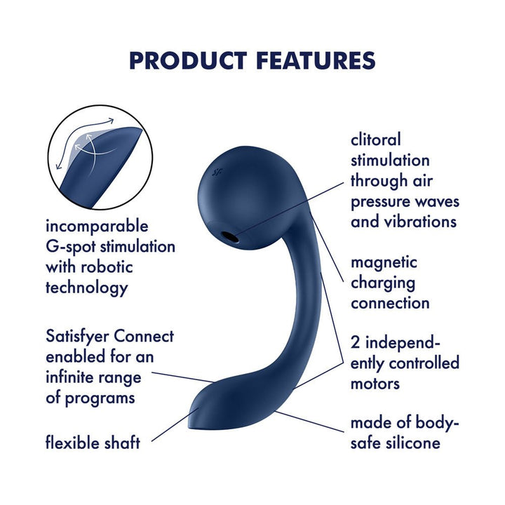 Satisfyer Pro+ Wave 4 - Vibrator with Air Pulse + App Control - Blue