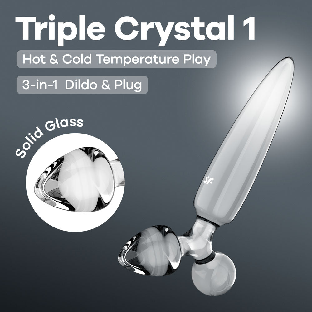 Satisfyer Triple Crystal 1 - Clear Glass 3-in-1 Butt Plug