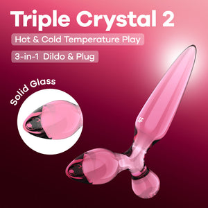 Satisfyer Triple Crystal 2 - Pink Glass 3-in-1 Butt Plug