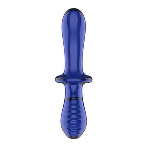 Satisfyer Double Crystal - Glass Double Ended Dildo - Blue
