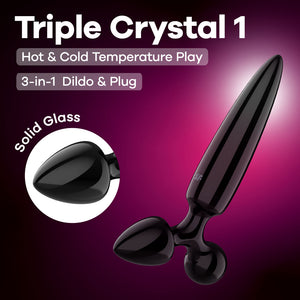 Satisfyer Triple Crystal 1 - Black Glass 3-in-1 Butt Plug