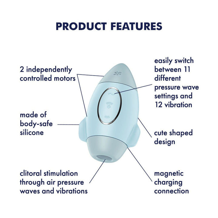 Satisfyer Mission Control - Vibrating Air Pulse Stimulator - Blue