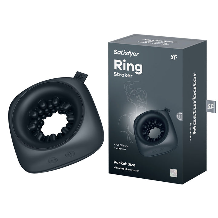 Satisfyer Ring Vibrating Stroker - Black