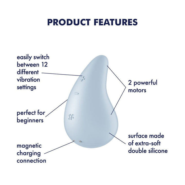 Satisfyer Dew Drop Lay-On Clit Stimulator - Light Blue