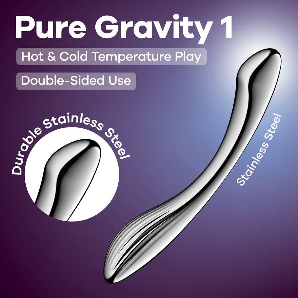 Satisfyer Pure Gravity 1 - Chrome Steel 8.5 Inch Dildo