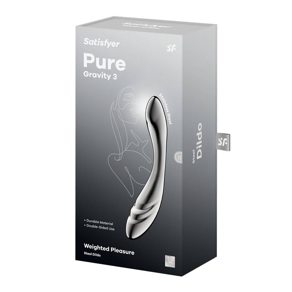 Satisfyer Pure Gravity 3 - Chrome Steel 8.5 Inch Dildo