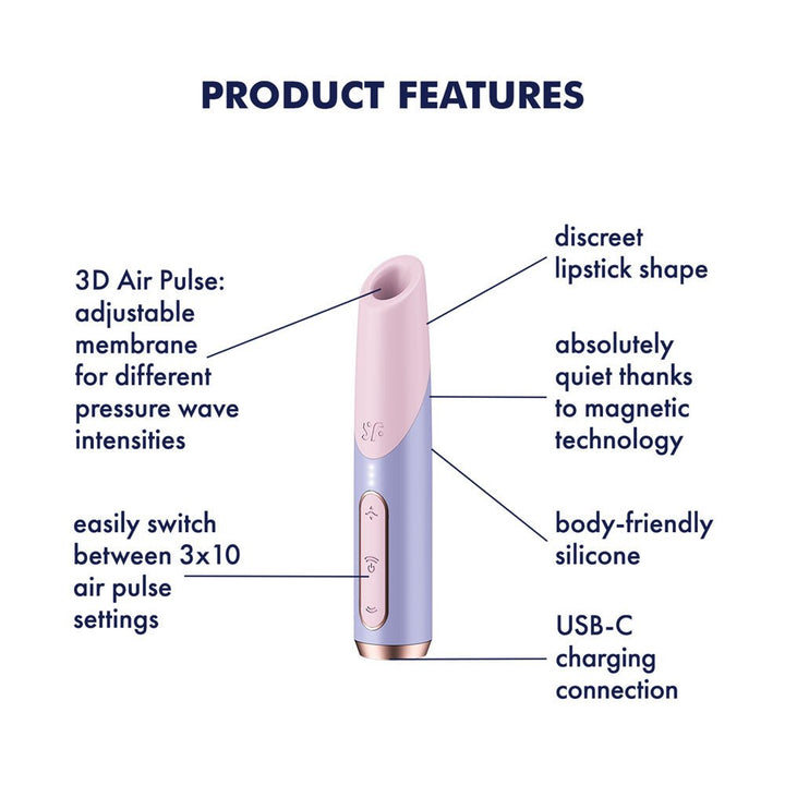 Satisfyer Bold Kiss Clitoral Air Pulse Stimulator - Purple