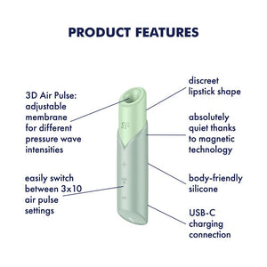Satisfyer Naughty Kiss Air Pulse Clitoral Stimulator - Mint