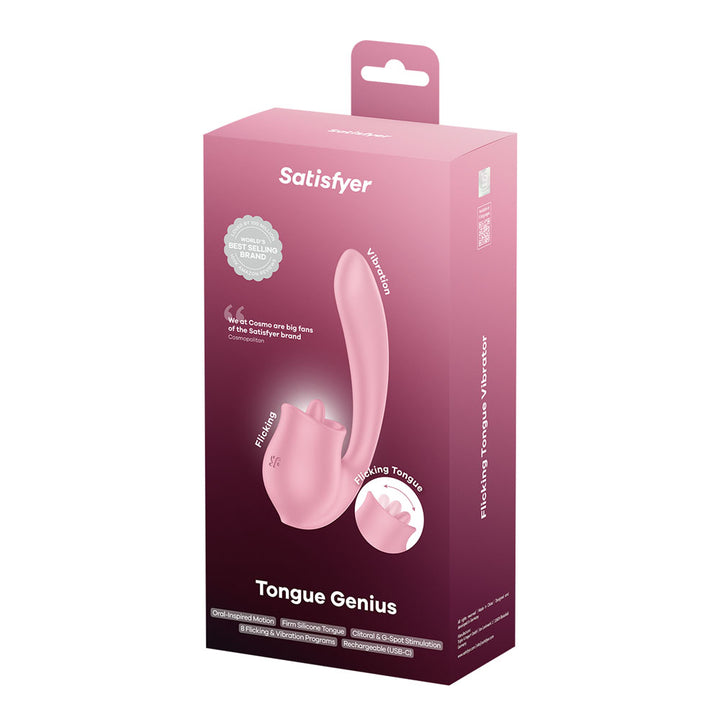 Satisfyer Tongue Genius - Vibrator with Flicking Clit Stimulator - Pink