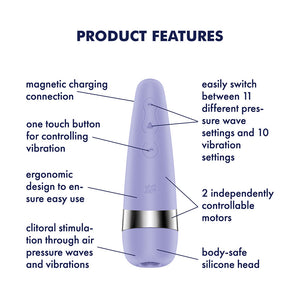 Satisfyer Pro 3+ - Air Pulse Clitoral Stimulator with Vibration - Purple