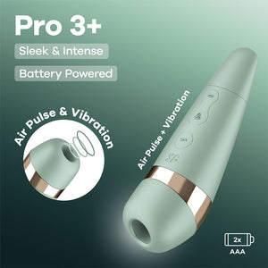 Satisfyer Pro 3+ Battery Series - Air Pulse Clitoral Stimulator with Vibration - Mint Green