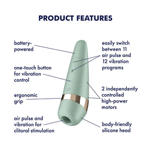 Satisfyer Pro 3+ Battery Series - Air Pulse Clitoral Stimulator with Vibration - Mint Green