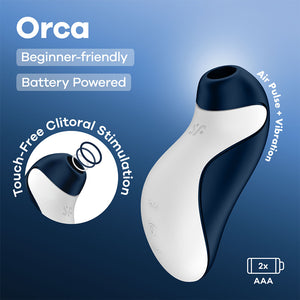 Satisfyer Orca - Battery Series Air Pulse Clitoral Stimulator - Navy Blue