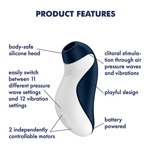 Satisfyer Orca - Battery Series Air Pulse Clitoral Stimulator - Navy Blue