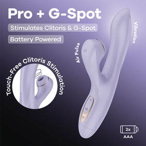 Satisfyer Pro + G-Spot - Battery Series Vibrator with Air Pulse Clitoral Stimulator - Lavender