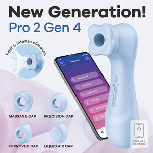 Satisfyer Pro 2 Generation 4 - Touch-Free  Clitoral Stimulator with App Control - Serene Blue