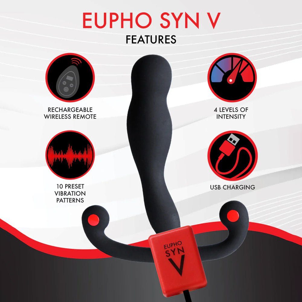 Aneros Eupho Syn V Vibrating Prostate Massager with Remote - Black