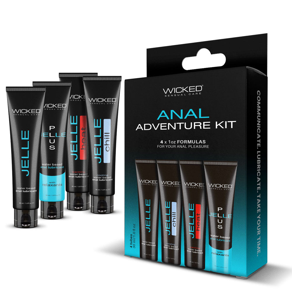 Wicked Anal Adventure Kit - Mixed Jelle Anal Lubricants 30ml Bottles - 4 Pack