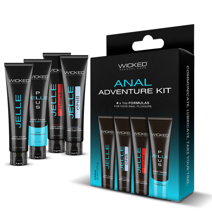 Wicked Anal Adventure Kit - Mixed Jelle Anal Lubricants 30ml Bottles - 4 Pack