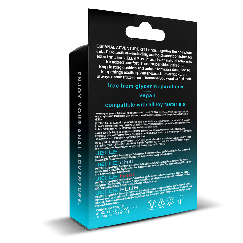 Wicked Anal Adventure Kit - Mixed Jelle Anal Lubricants 30ml Bottles - 4 Pack