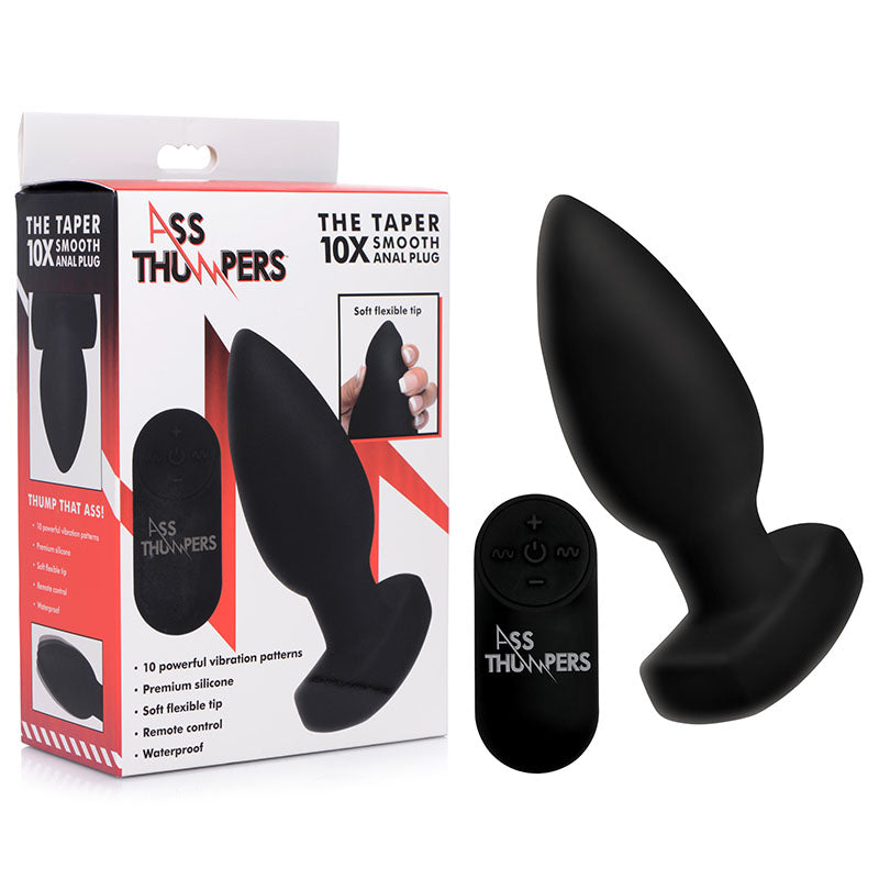 Ass Thumpers The Taper - Vibrating Butt Plug with Remote Control -Black