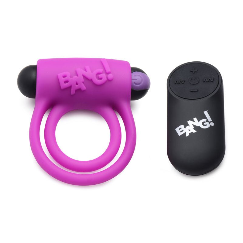 Bang! Silicone Cock Ring & Bullet with Wireless Remote - Purple