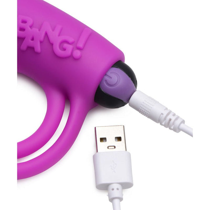 Bang! Silicone Cock Ring & Bullet with Wireless Remote - Purple