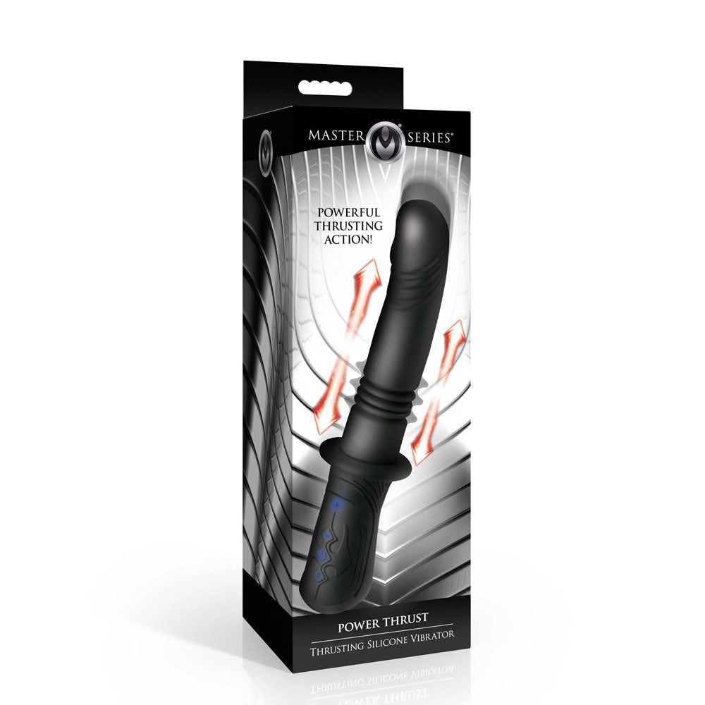 Master Series Power Thrust - Thrusting Vibrator Dildo- Black