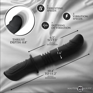 Master Series Power Thrust - Thrusting Vibrator Dildo- Black