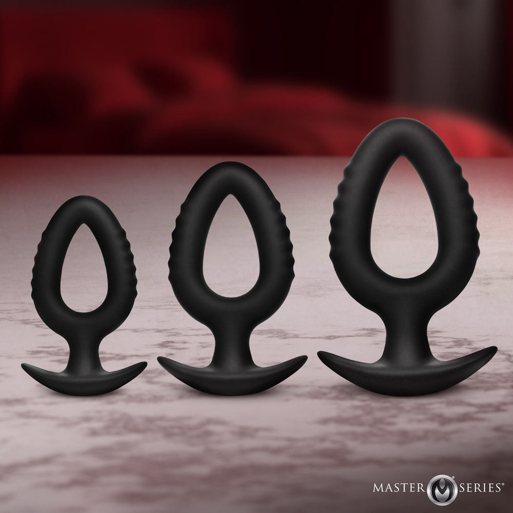 Master Series Pop Plugs - Black Anal Plug Trainer Set - Set of 3 Sizes