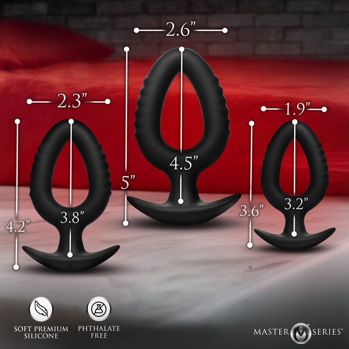 Master Series Pop Plugs - Black Anal Plug Trainer Set - Set of 3 Sizes