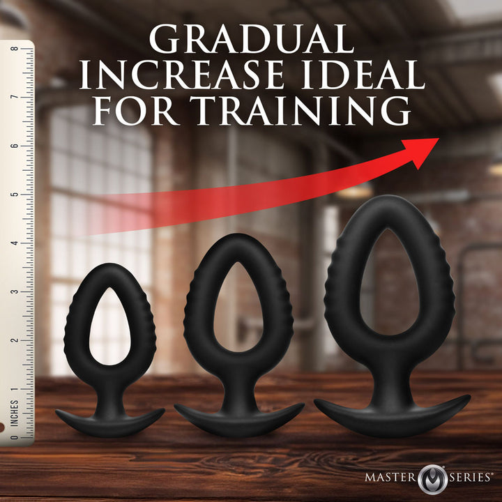 Master Series Pop Plugs - Black Anal Plug Trainer Set - Set of 3 Sizes