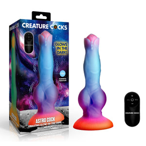 Creature Cocks Astro Cock - Glow In Dark 8 Inch Vibrating Fantasy Dildo with Remote