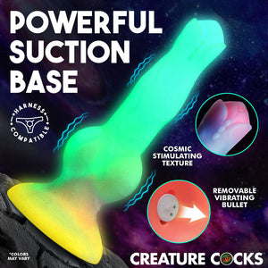 Creature Cocks Astro Cock - Glow In Dark 8 Inch Vibrating Fantasy Dildo with Remote