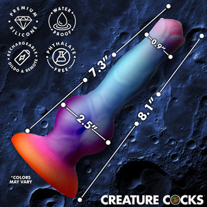 Creature Cocks Astro Cock - Glow In Dark 8 Inch Vibrating Fantasy Dildo with Remote