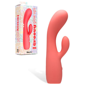 Adam & Eve Groovy Glow-Ups Curvie Rabbit Vibrator - Red