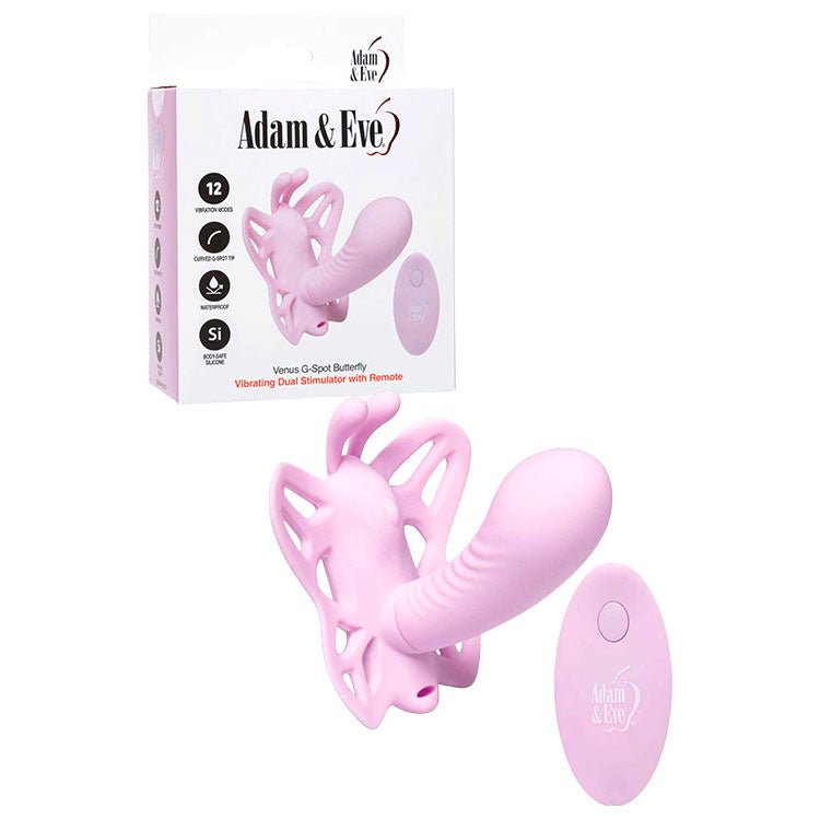 Adam & Eve Venus G-Spot Wearable Butterfly Vibrator with Remote - Pink